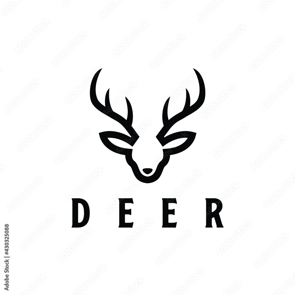 head of deer elk moose antler logo design vector head of deer elk moose antler logo design vector
