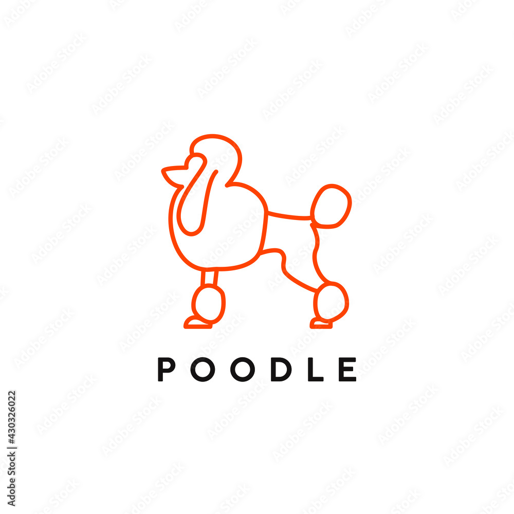 poodle dog line art logo design vector