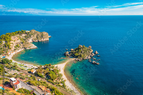 Incredible view of IsolaBella - a small island in Taormina, Sicily 