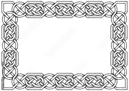 Celtic frame with circles, with shadows. Linear border made with Celtic knots for use in designs for St. Patrick's Day.