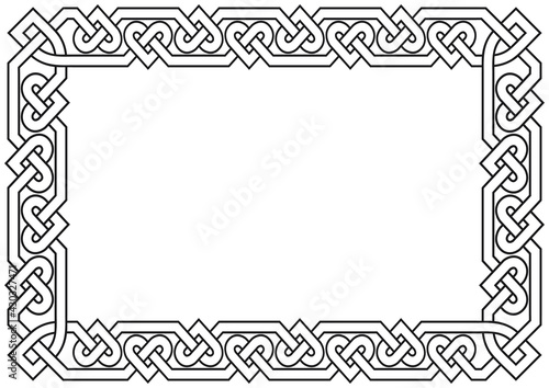 Celtic frame with hearts. Linear border made with Celtic knots for use in designs for St. Patrick's Day.