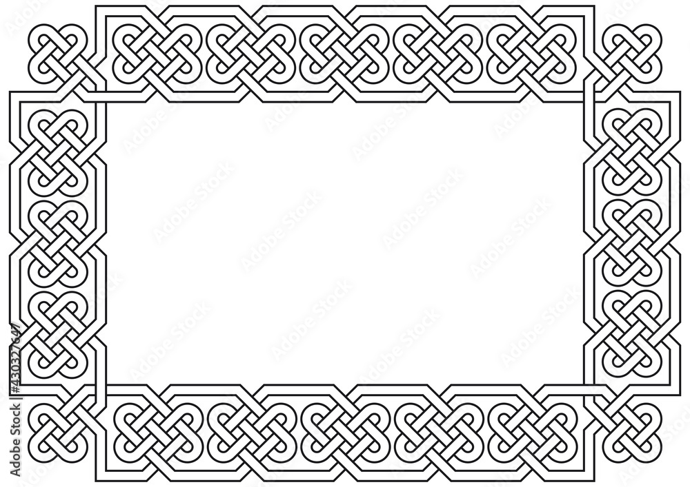 Frame with Celtic knots. Linear border made with Celtic knots for use in designs for St. Patrick's Day. Frame with Celtic knots. Linear border made with Celtic knots for use in designs for St. Patrick's Day.