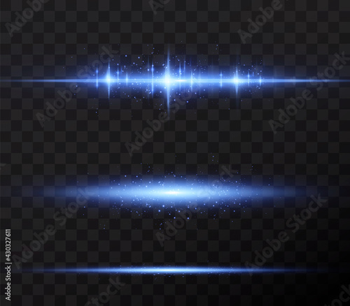 Introducing the effects of vector neon light sets. Glowing blue abstract line. Suitable for transparent lens flare effect.  Collection effect light blue line png.