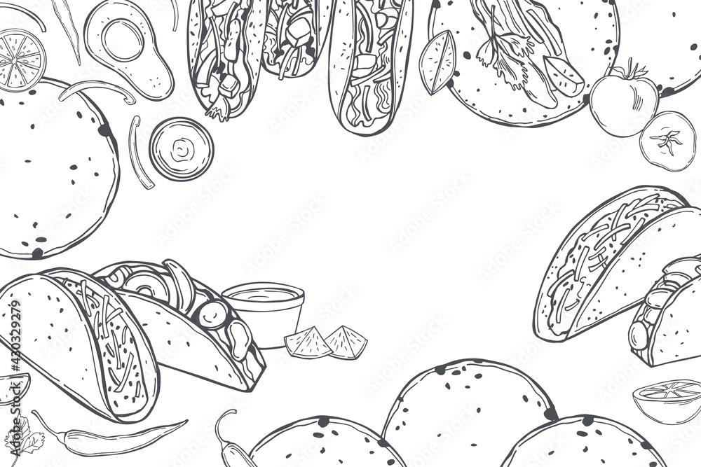 Mexican tacos. Vector background. Mexican tacos. Vector background.