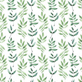 Watercolor seamless pattern with lemons, green branches and abstract spots