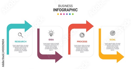Infographic design with icons and 4 options or steps. Thin line vector. Infographics business concept. Can be used for info graphics, flow charts, presentations, web sites, banners, printed materials.