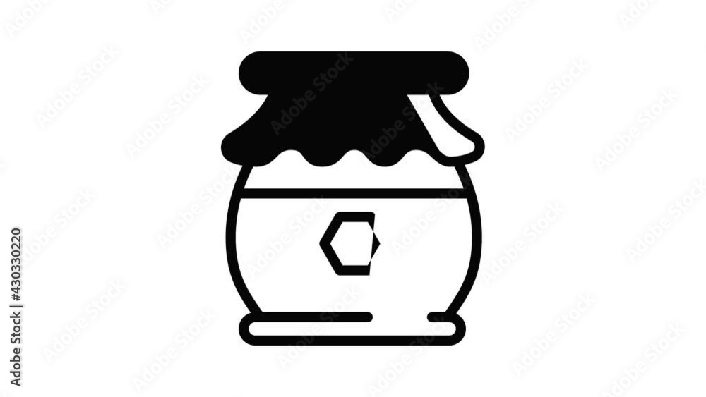 Tasty honey jar icon animation outline best object on white background Tasty honey jar icon animation outline best object on white background