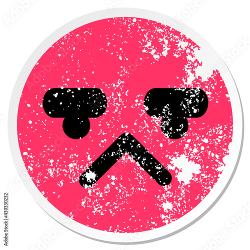 displeased face circular sticker