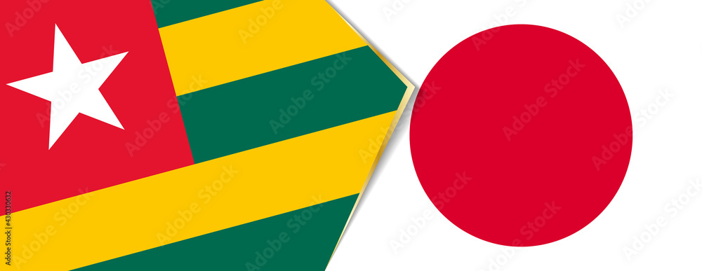Togo and Japan flags, two vector flags. Togo and Japan flags, two vector flags.