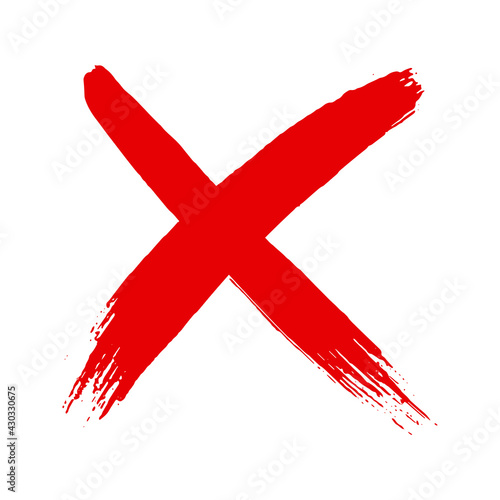 Dirty grunge hand drawn cross x with brush strokes vector illustration isolated on white background. Mark graphic design. Check mark symbol NO button for vote in check box, web, etc.
