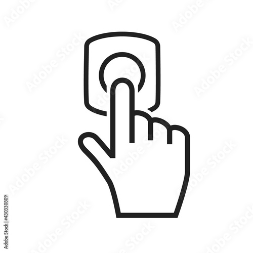 Door bell icon flat style design outline sign vector illustration isolated on white background. Pushing ring doorbell button symbol minimal design.