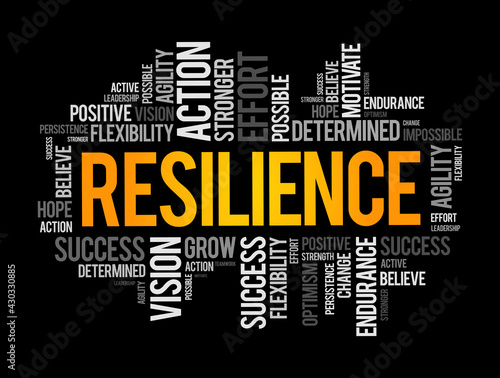 Resilience word cloud collage, business concept background photo