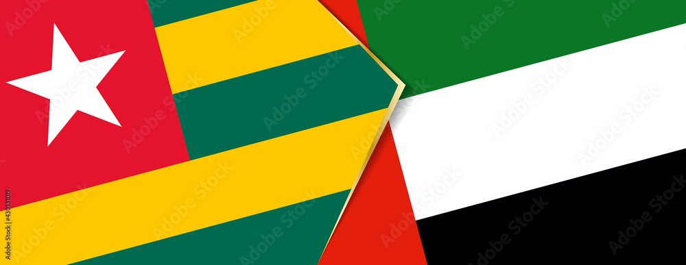 Togo and United Arab Emirates flags, two vector flags. Togo and United Arab Emirates flags, two vector flags.