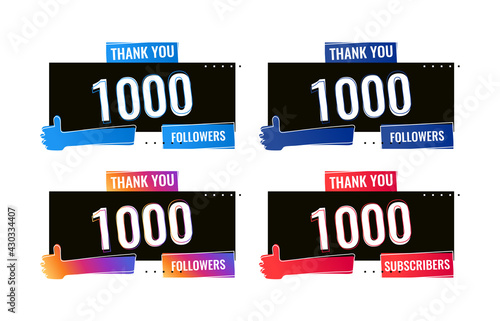 thank you 1000 followers and subscribers social media banner template
