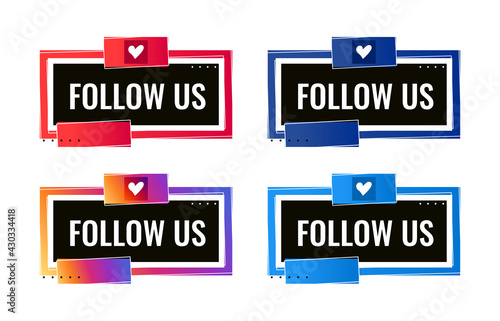 follow us social media banner template with heart icon
