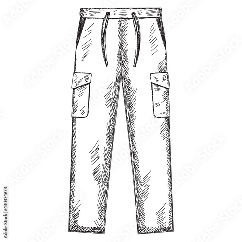 vector, isolated, sketch hand drawn sweatpants