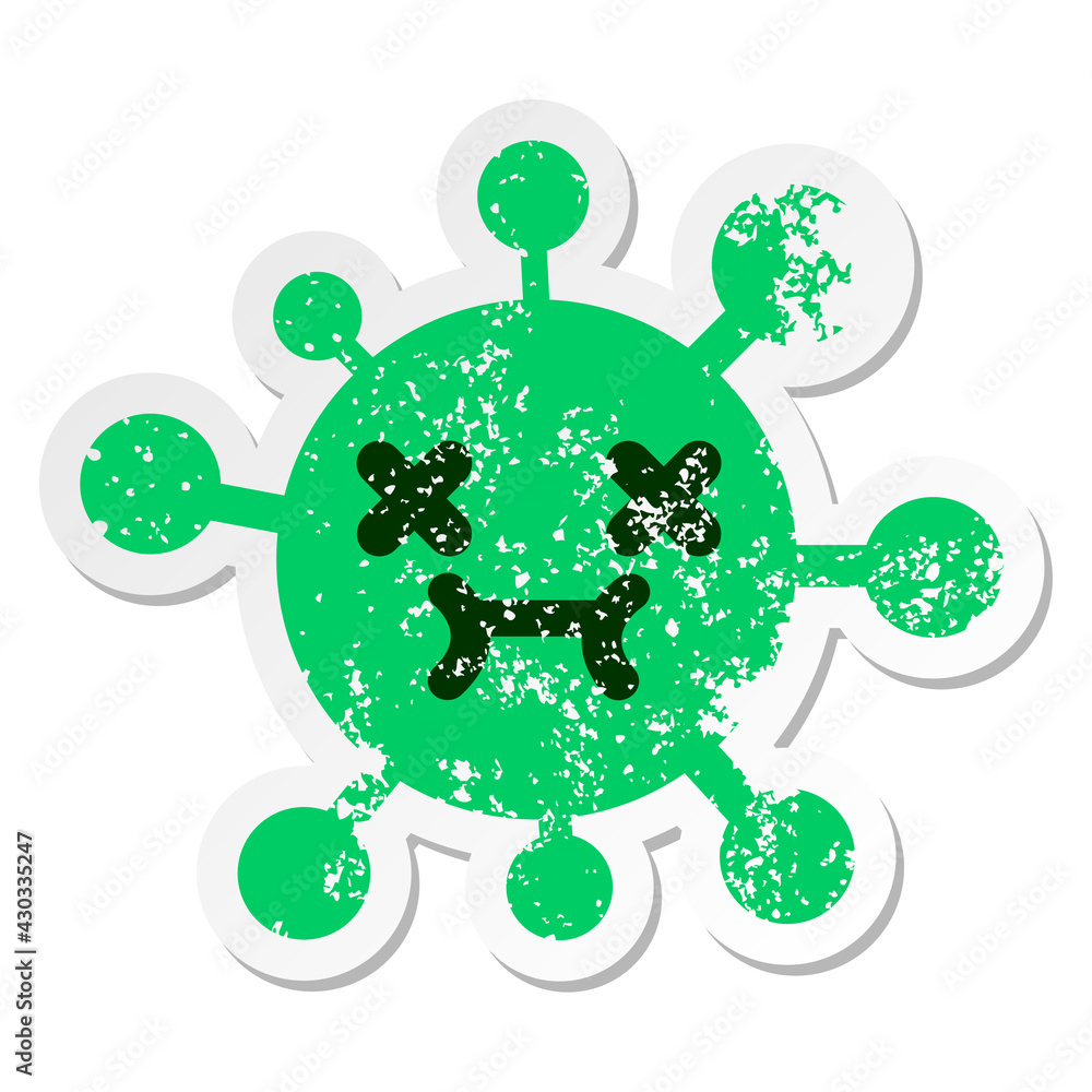 cute dead virus distressed sticker cute dead virus distressed sticker