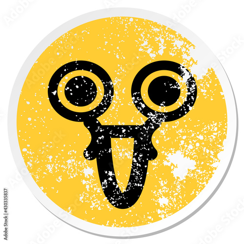 enraptured happy face circular sticker