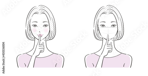 マスクの女性、ベクターイラスト