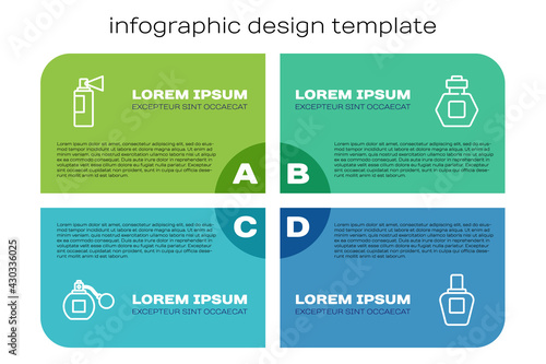 Set line Perfume, , and . Business infographic template. Vector