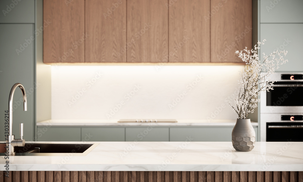 Japandi style kitchen interior design. modern scandinavian apartment ...