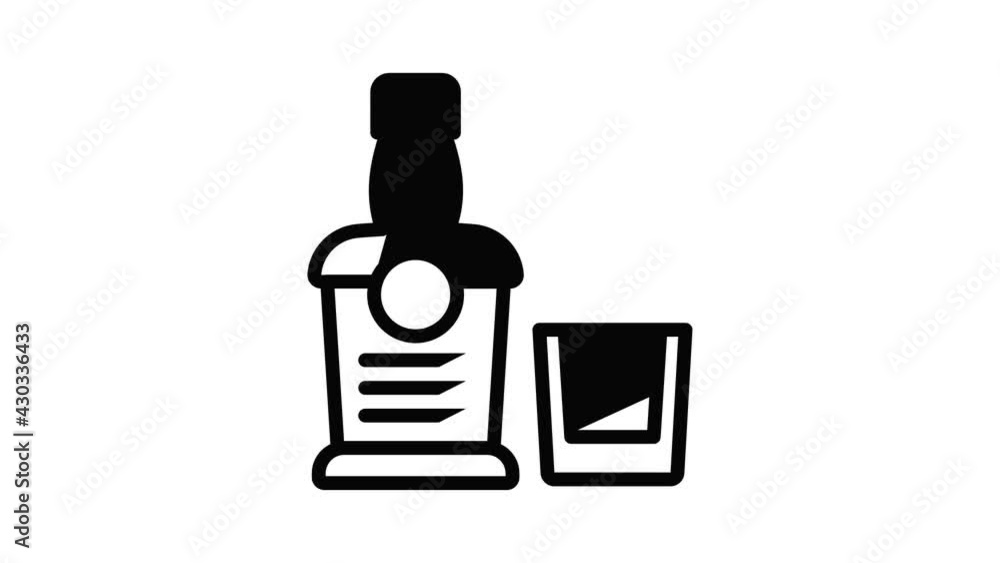 Old whiskey bottle icon animation outline best object on white background Old whiskey bottle icon animation outline best object on white background