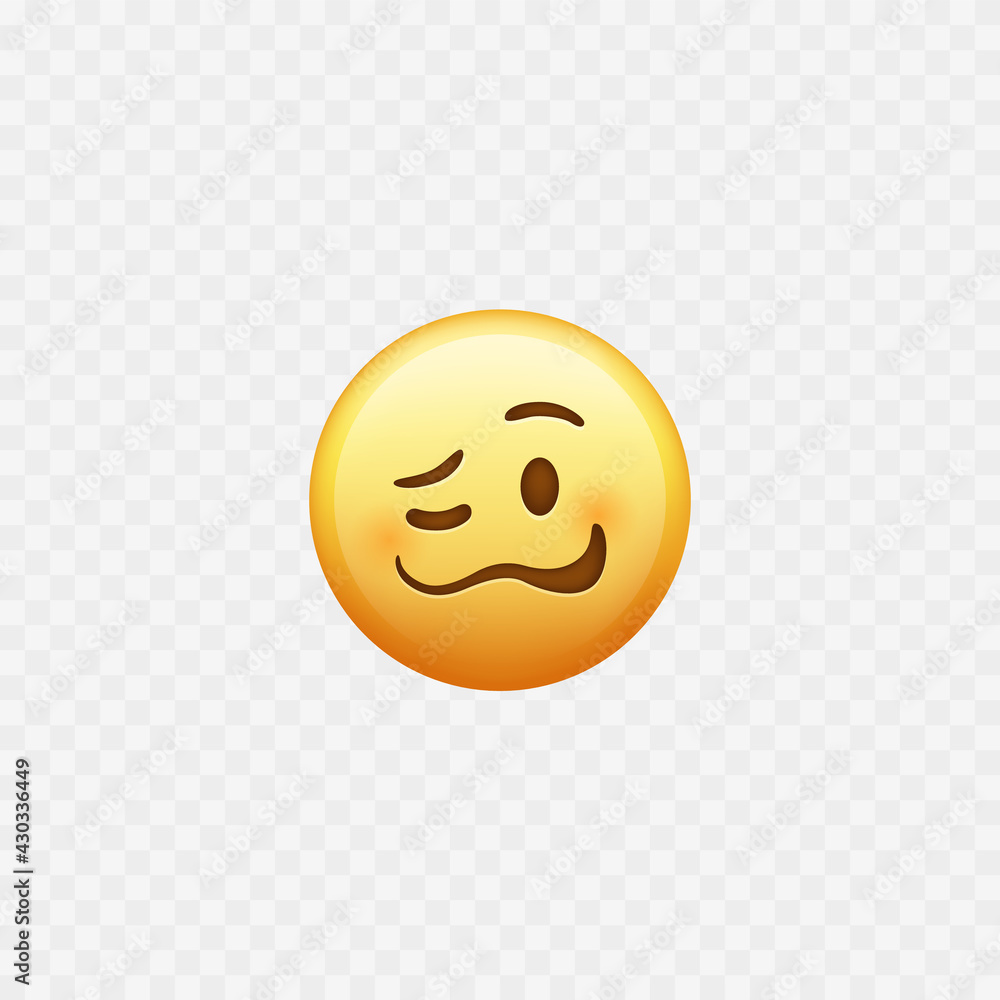 Emoji. Funny drunk face emoji. Isolated on white. Vector Stock Vector