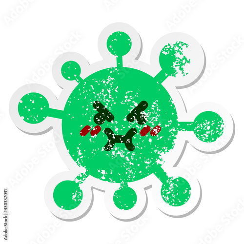 determined virus distressed sticker