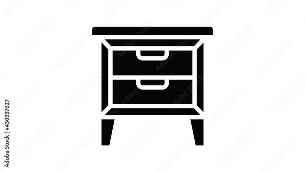 Bedside table icon animation outline best object on white background Bedside table icon animation outline best object on white background