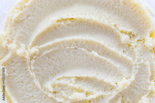 Shea butter on light background, unrefined, close up
