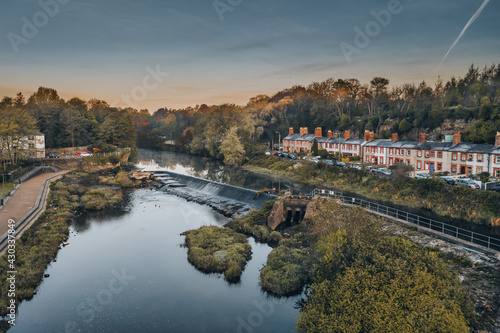 Photography Beautiful spring morning  landscape of  Liffey River and Highdrop Liffey Descent
