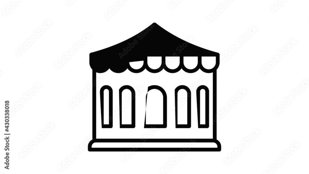 Tent with large windows icon animation outline best object on white background Tent with large windows icon animation outline best object on white background