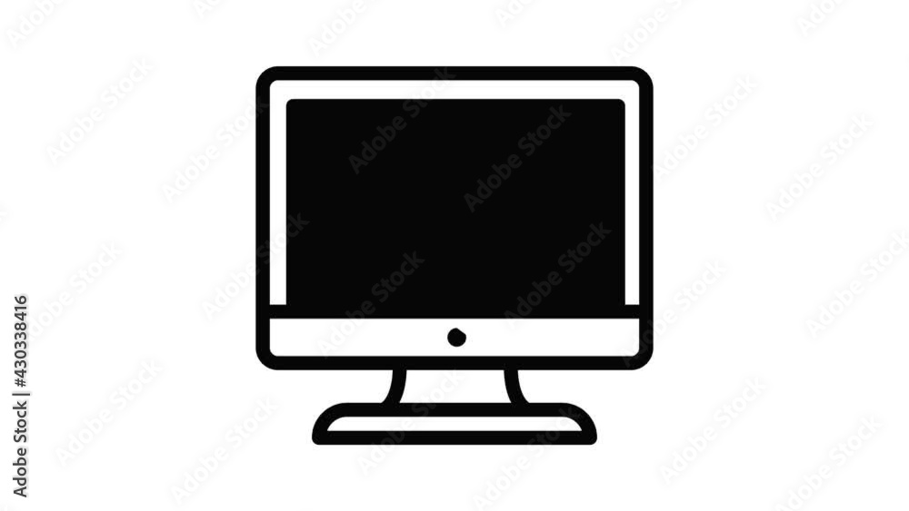 Video on the monitor icon animation outline best object on white background Video on the monitor icon animation outline best object on white background
