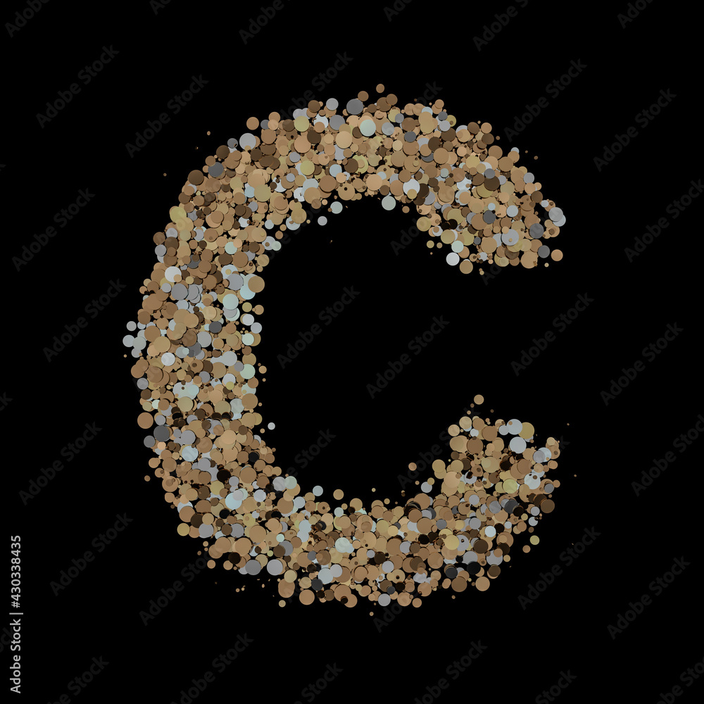 Light gold letter C on the background. 3D Light gold letter C on the background. 3D