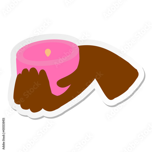 hand holding scented candle sticker