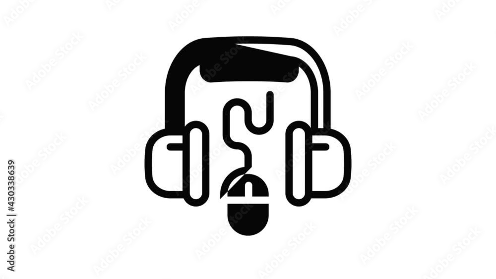 Headphones and computer mouse icon animation outline best object on white background Headphones and computer mouse icon animation outline best object on white background