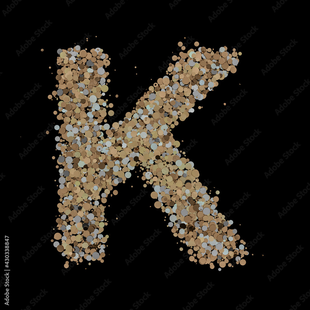 Light gold letter K on the background. 3D Light gold letter K on the background. 3D