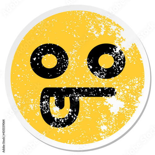 confused blank eye circular sticker