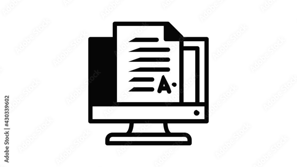 Document on screen icon animation outline best object on white background Document on screen icon animation outline best object on white background