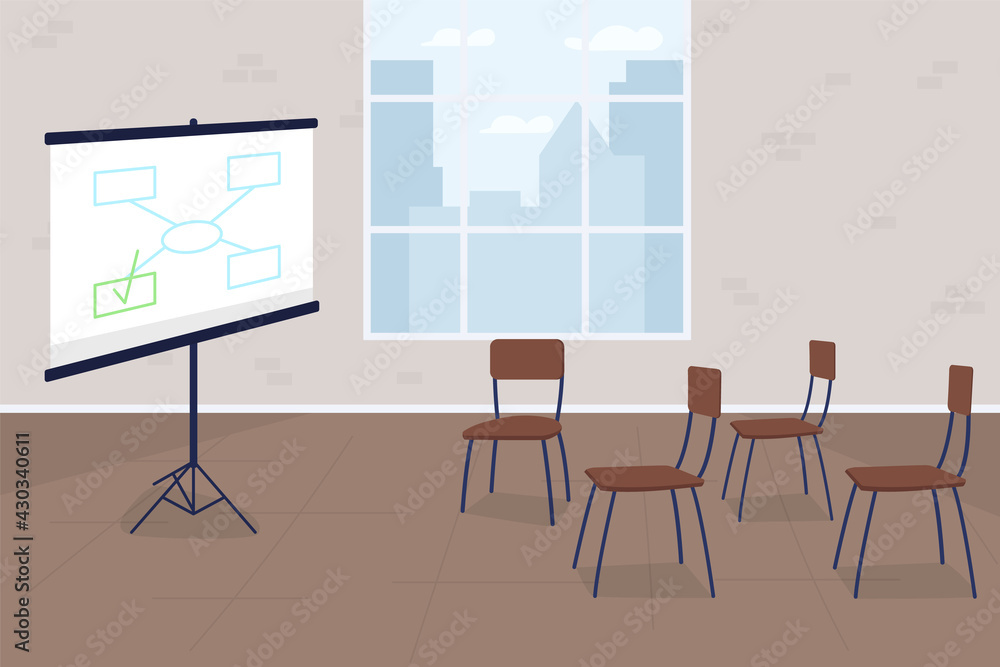Business training flat concept vector illustration. Project screen with diagram. Company conference. Corporate presentation 2D cartoon scene for web design. Office interior creative idea Business training flat concept vector illustration. Project screen with diagram. Company conference. Corporate presentation 2D cartoon scene for web design. Office interior creative idea