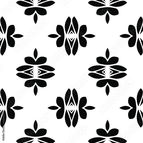  Geometric vector pattern with triangular elements. Seamless abstract ornament for wallpapers and backgrounds. Black and white colors. © t2k4