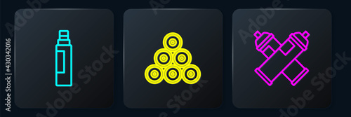 Set line Marker pen, Paint spray can and . Black square button. Vector