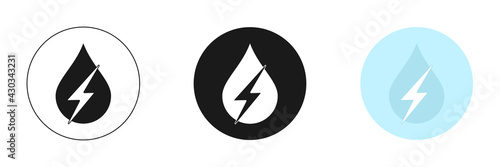 Water energy icons set. Ecology in a drop of water. Alternative energy concept.