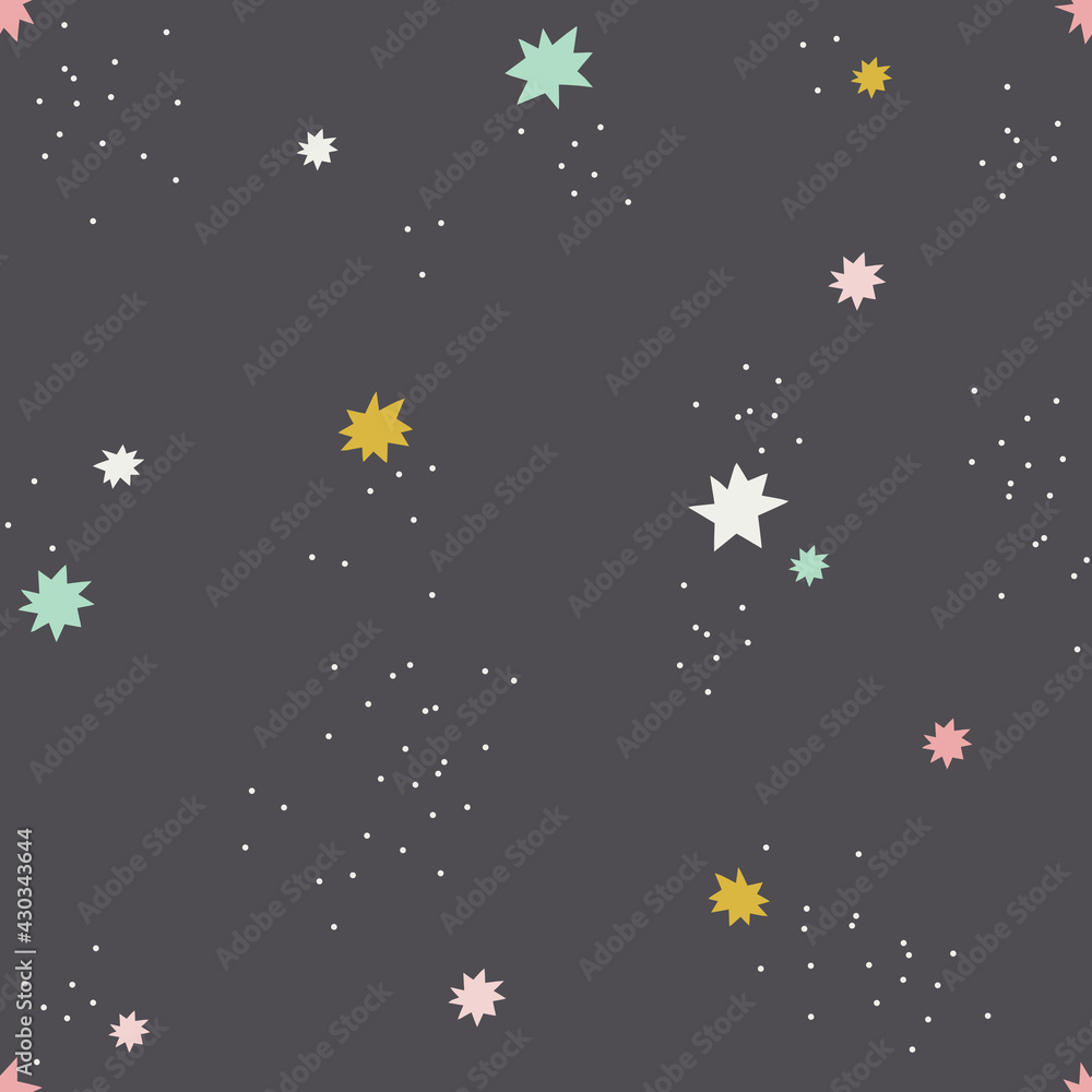 Celestial stars dots vector seamless pattern. Cute tiny decorative Scandinavian starry outer space background. Galaxy Milky Way night sky abstract print design.