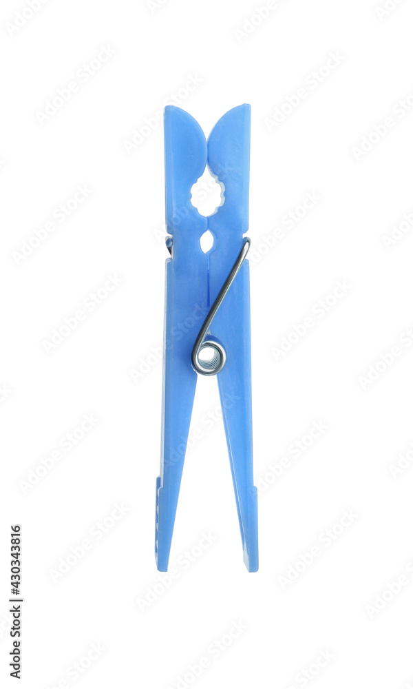 Bright light blue plastic clothespin isolated on white Bright light blue plastic clothespin isolated on white