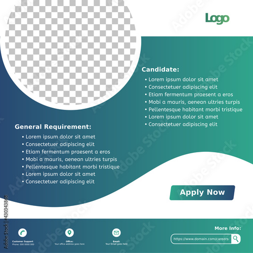 Creative social media post feed design. We are hiring medical team or staff, banner, poster, announcement job for hospital