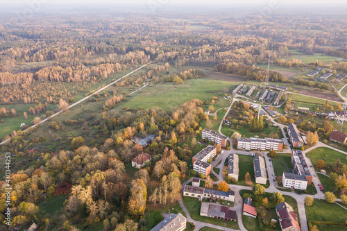 Aerial view of Rudbarzi village in autumn day, Latvia. photo