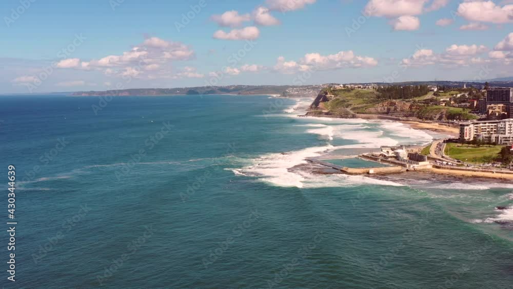 Shoreline of Newcastle city on Pacific coast of Australia – aerial hover 4k.
Shoreline of Newcastle city on Pacific coast of Australia – aerial hover 4k.