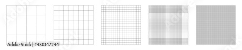 Grid pattern vector collection.Set of grid pattern background.Grid templates isolated on white background.Graph paper vector.Square grid lines black background.Vector illustration