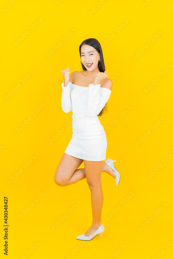 Portrait beautiful young business asian woman with smile and action Portrait beautiful young business asian woman with smile and action